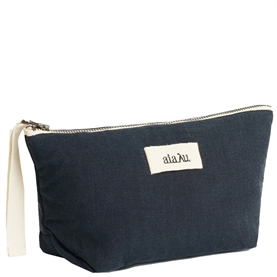 Aiayu Pouch Linen Mini, Navy